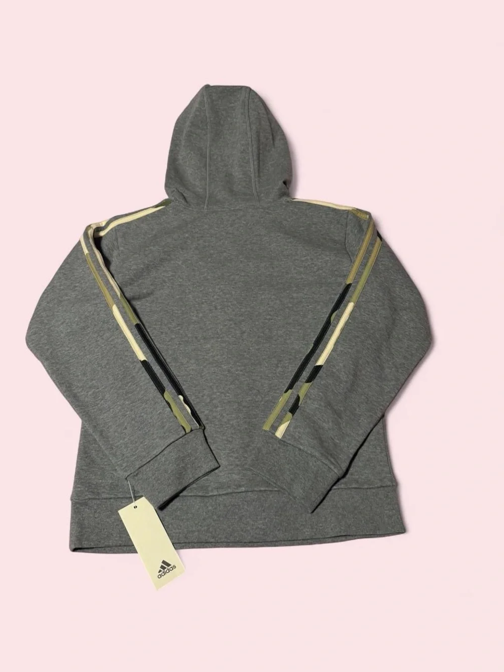 adidas Gray Hoodie with Camo Accent Stripes